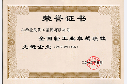 National light industry outstanding performance advanced enterprises